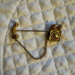 Vintage Gold Telephone Brooch
